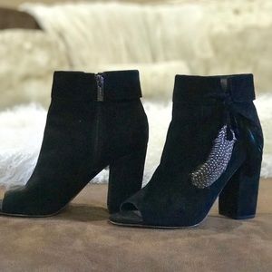 Black peep toe booties